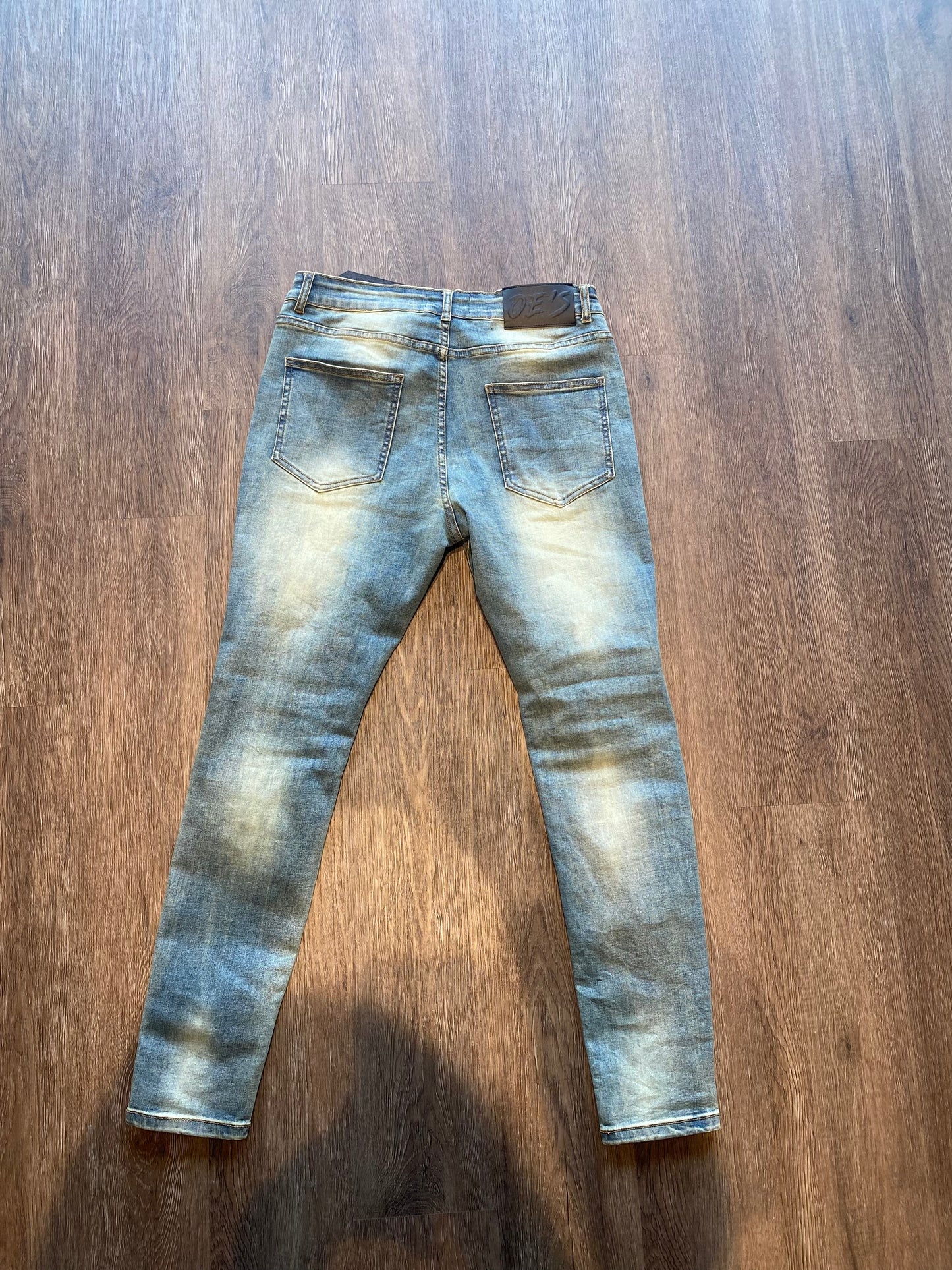 Ripped Stone Washed OE Jeans
